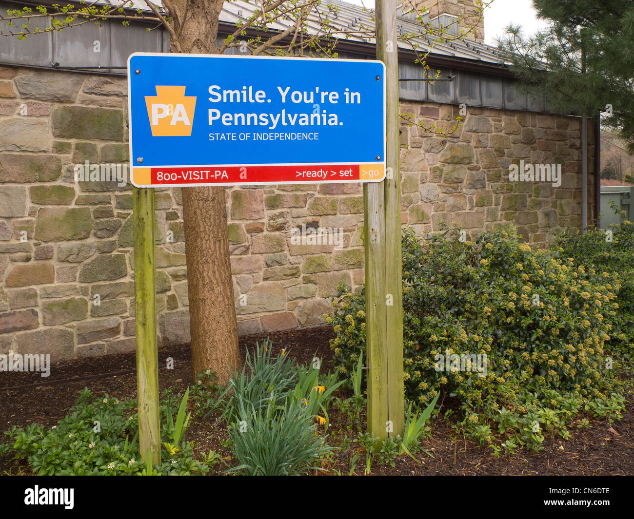 Smile you're in Pennsylvania welcome sign Stock Photo