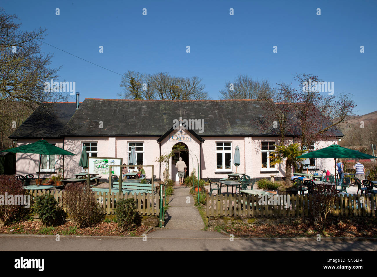 The Cafe on the Green. Widecombe-in-the-moor, Dartmoor, England. Stock Photo