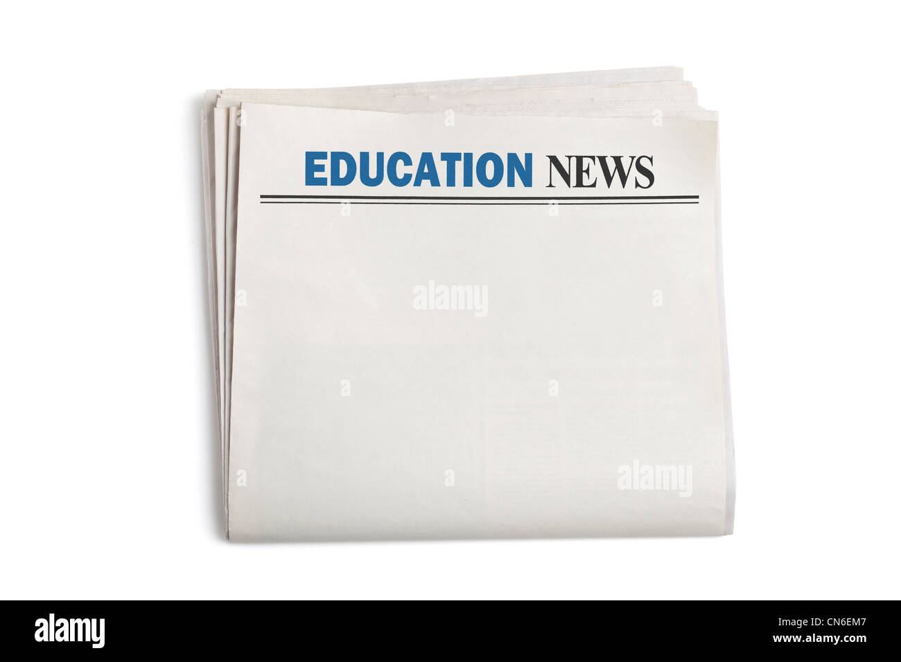 Education News, Newspaper with white background Stock Photo