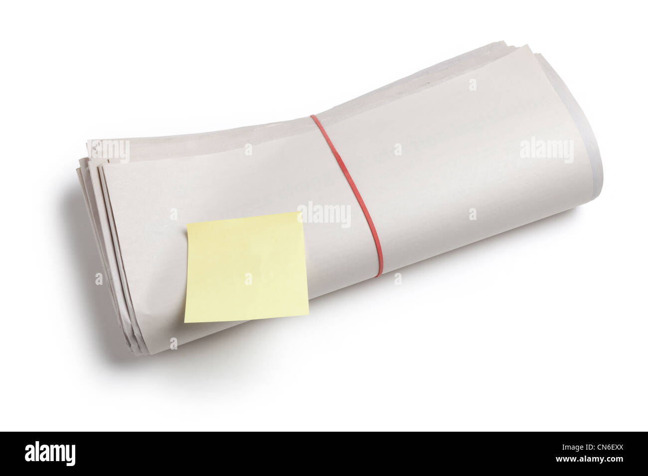 Blank Newspaper and Sticky Note with white background Stock Photo Alamy