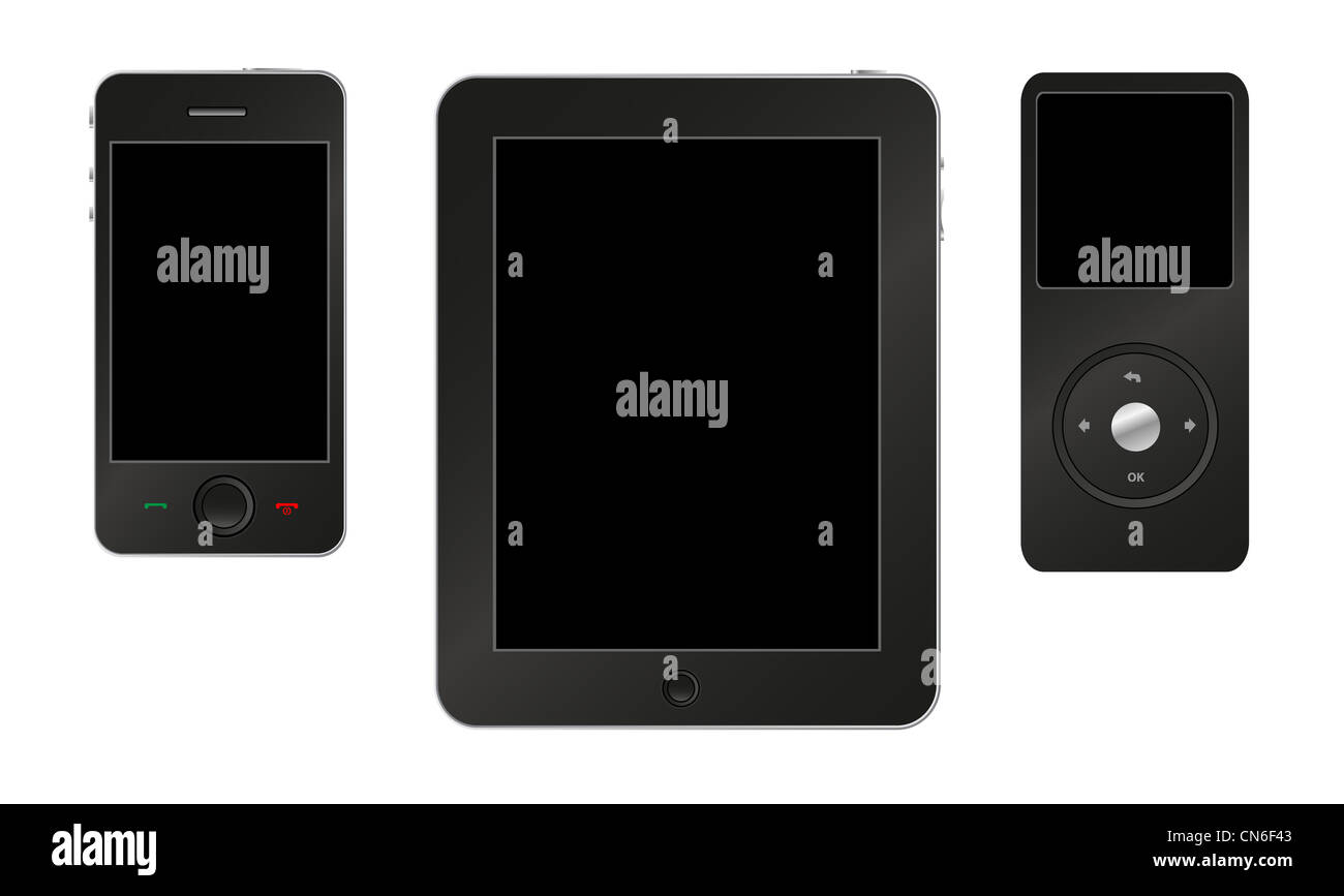 Smartphone, tablet and mp3 player Stock Photo Alamy