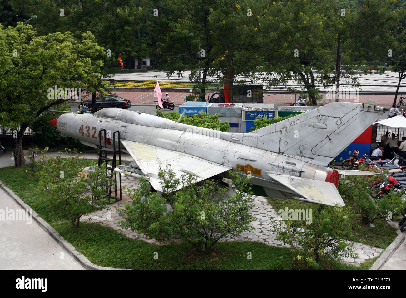Vietnamese Air Force MiG-21 Fishbed at the entrance of the Hanoi War Museum Stock Photo