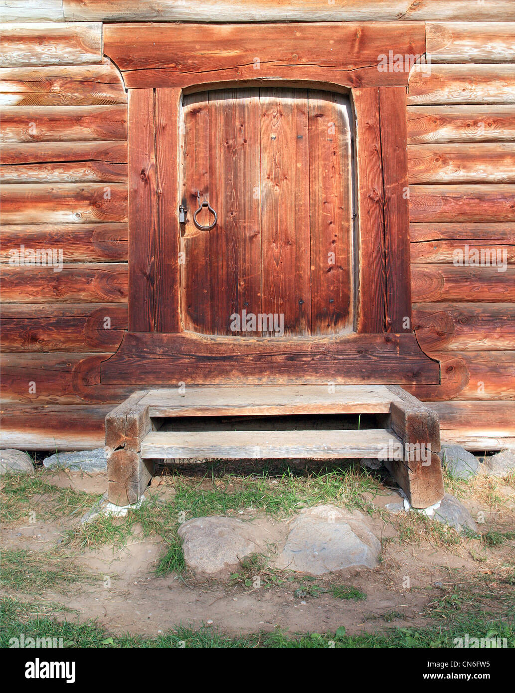 door in old wooden house Stock Photo