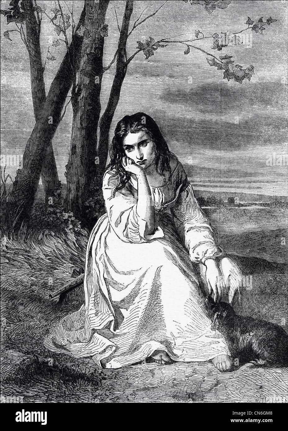 Laurence Sterne's "Maria" painted by Andrea Appiani Jnr of Milan exhibited at The International Exhibition South Kensington London, England. Victorian engraving dated 5th July 1862 Stock Photo