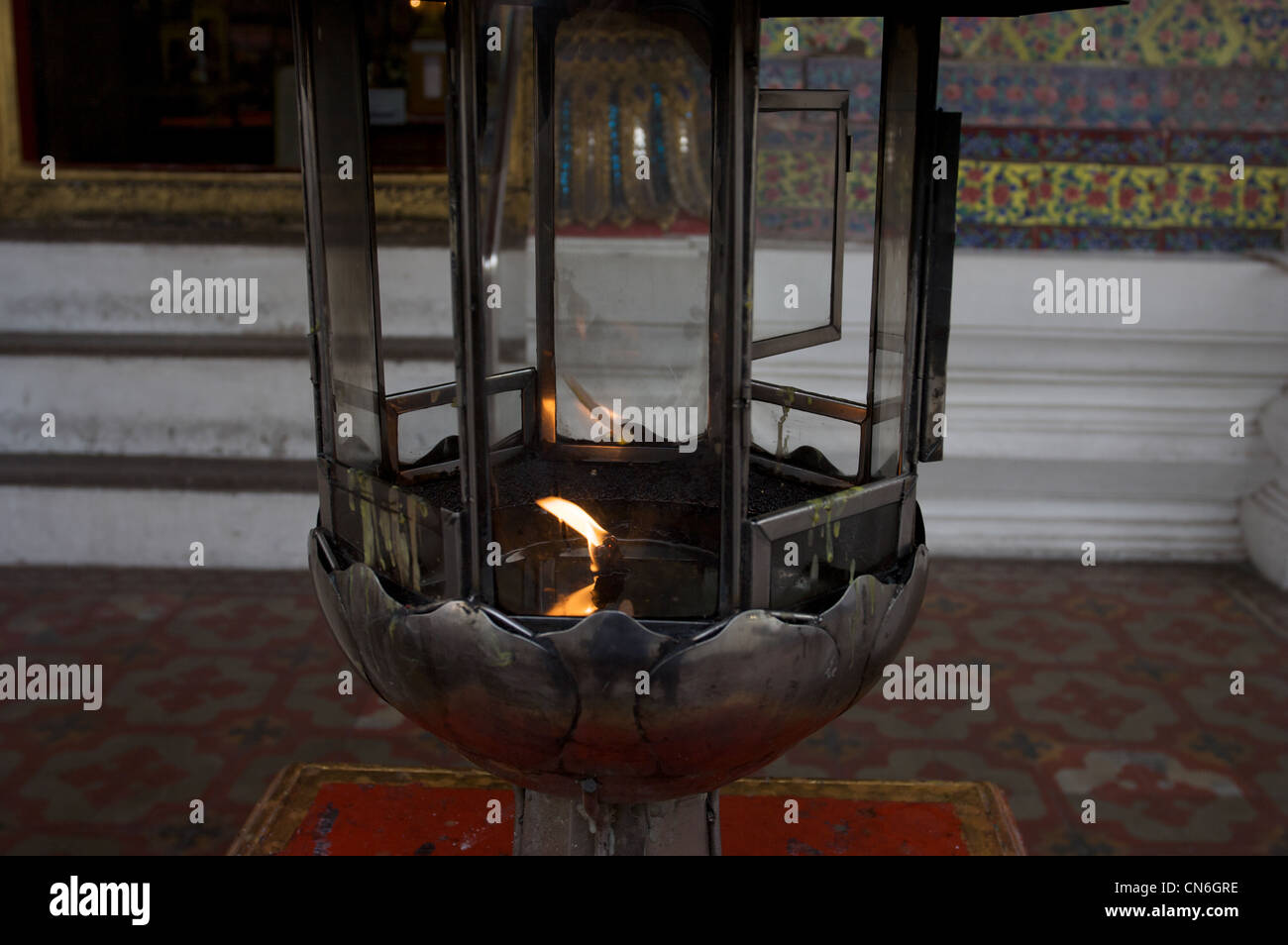 lamp, for candle at wat arun temple,Bangkok,Thailand Stock Photo