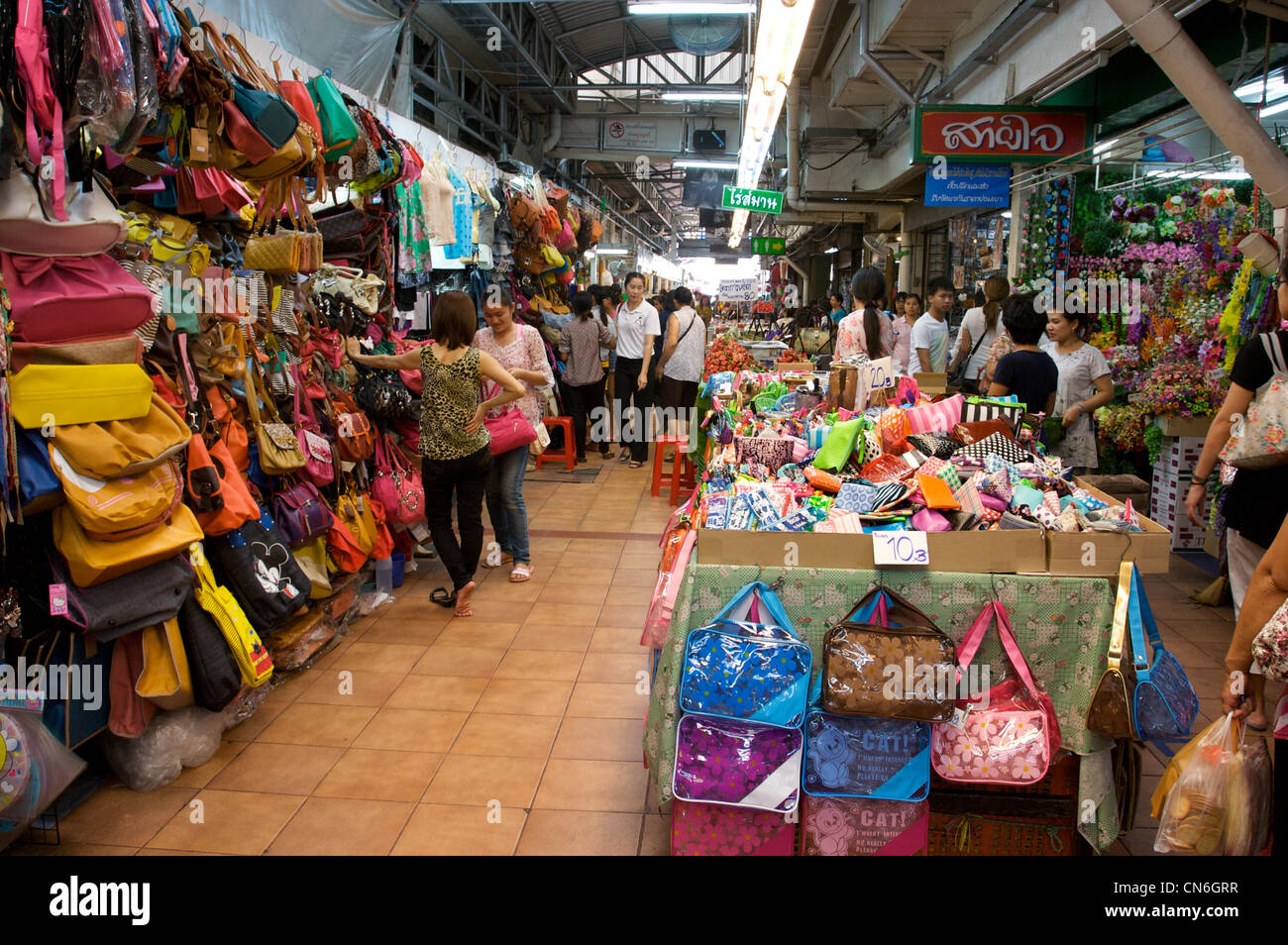 chiang mai local market, selling hand bags, chiang mai,Thaialnd Stock Photo