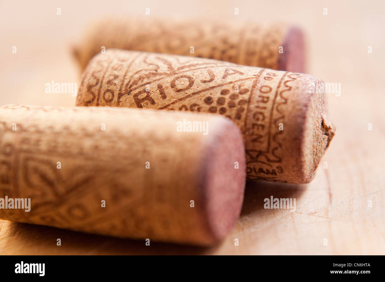 Rioja wine bottle corks. Stock Photo