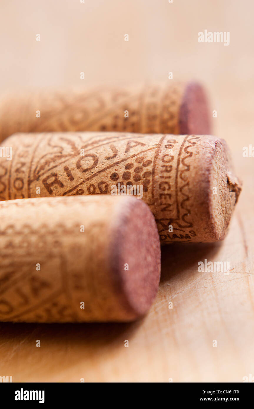 Rioja wine bottle corks. Stock Photo