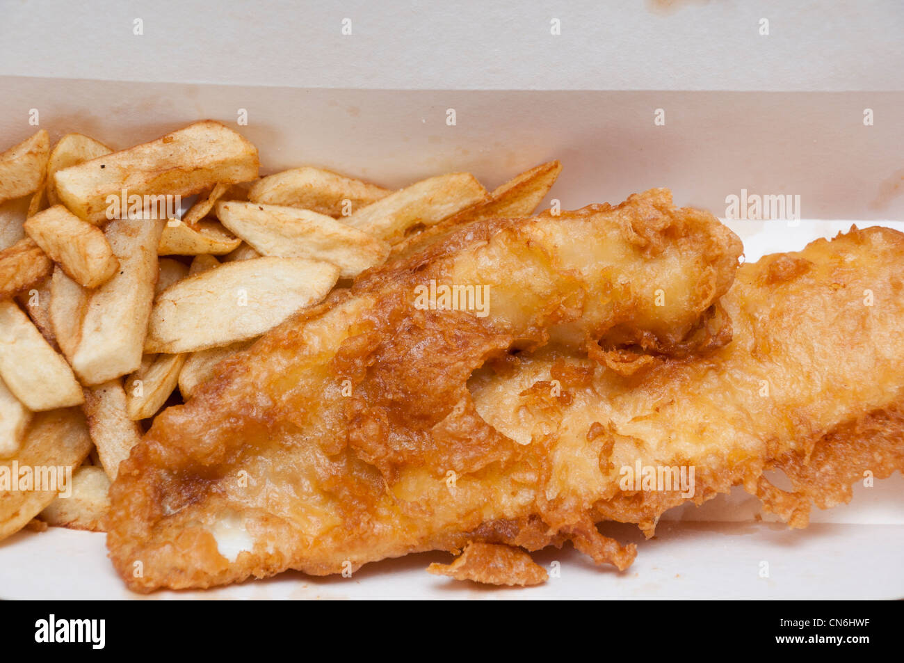 Fish and Chips British takeaway food. Stock Photo