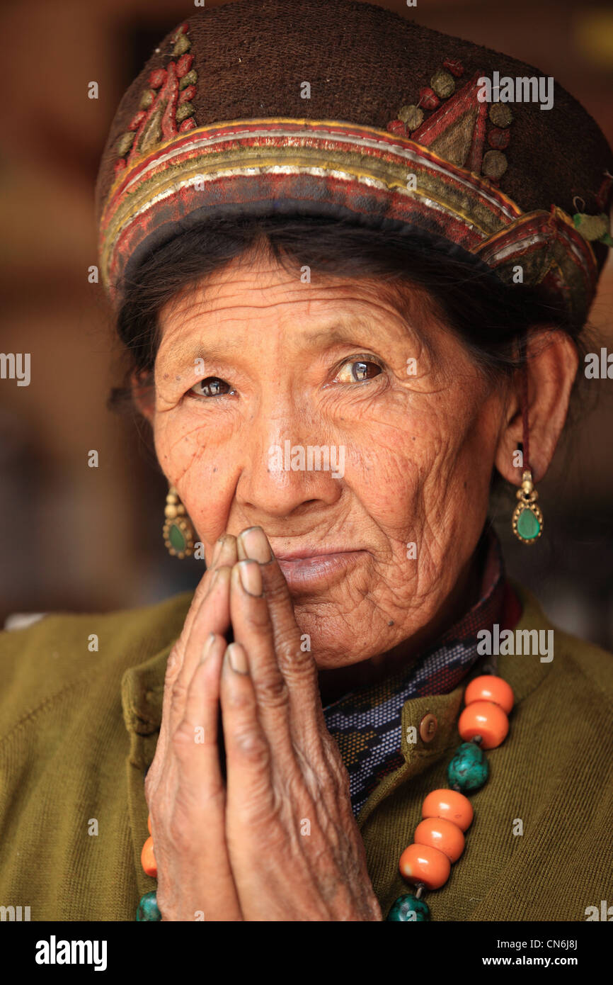 Nepali rural Tamang woman Nepal Stock Photo