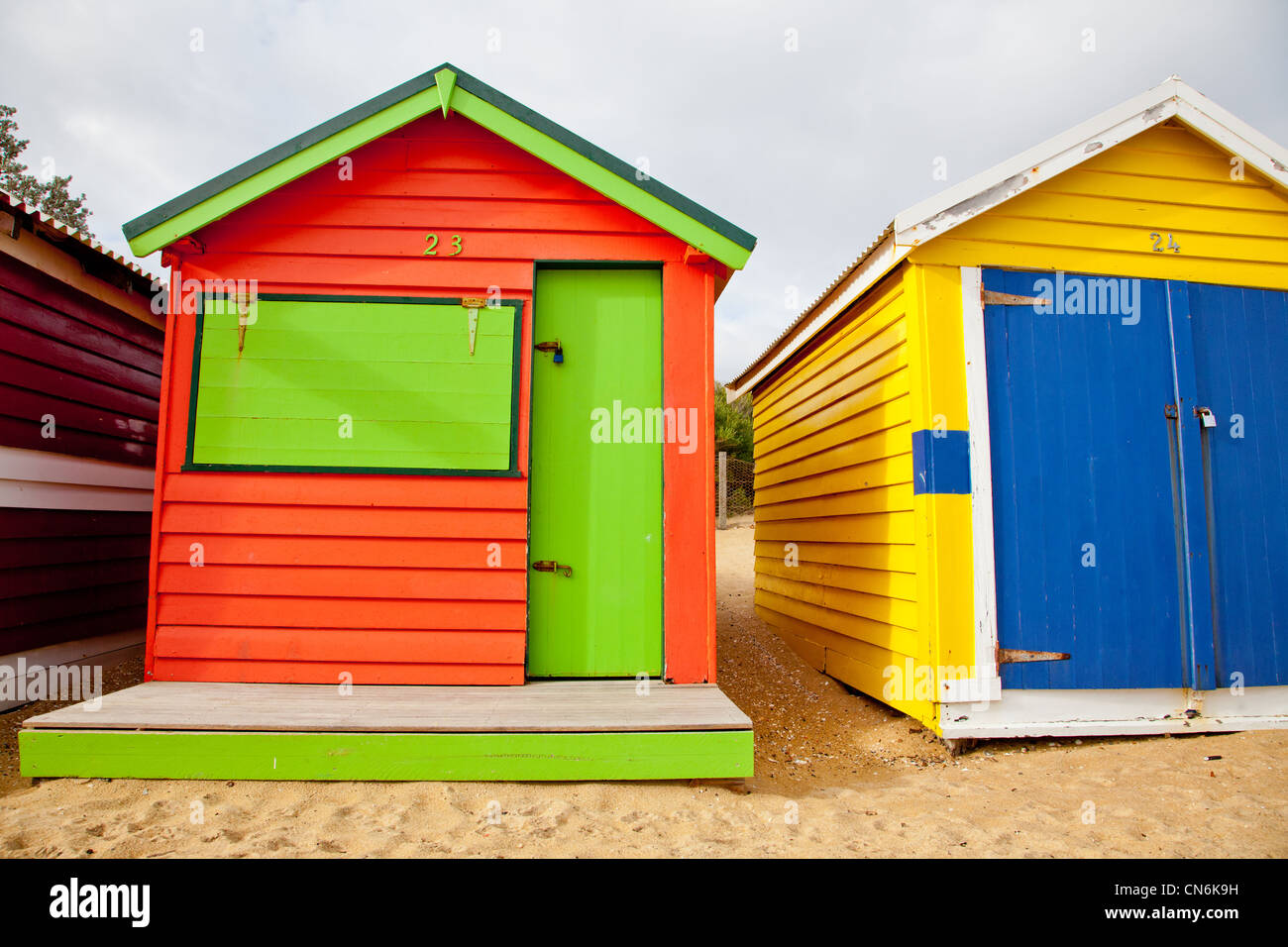 Beach huts on Brighton Beach. Melbourne .Victoria. Australia Stock