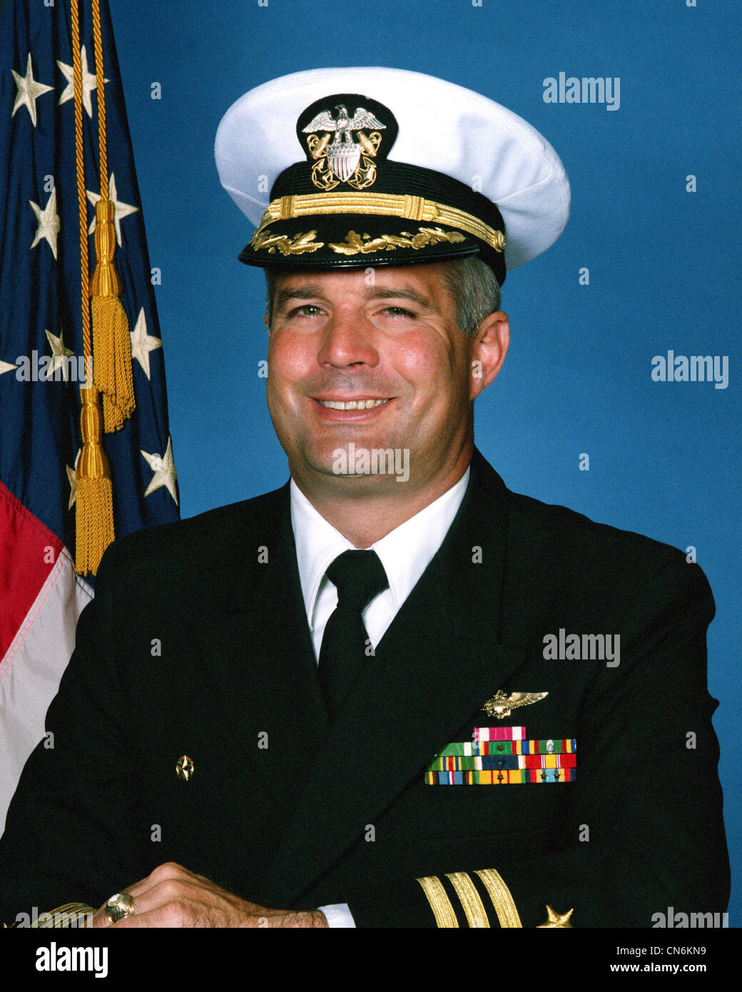 Portrait: US Navy (USN) Commander (CDR) Robert C. Chaplin (covered) Stock Photo