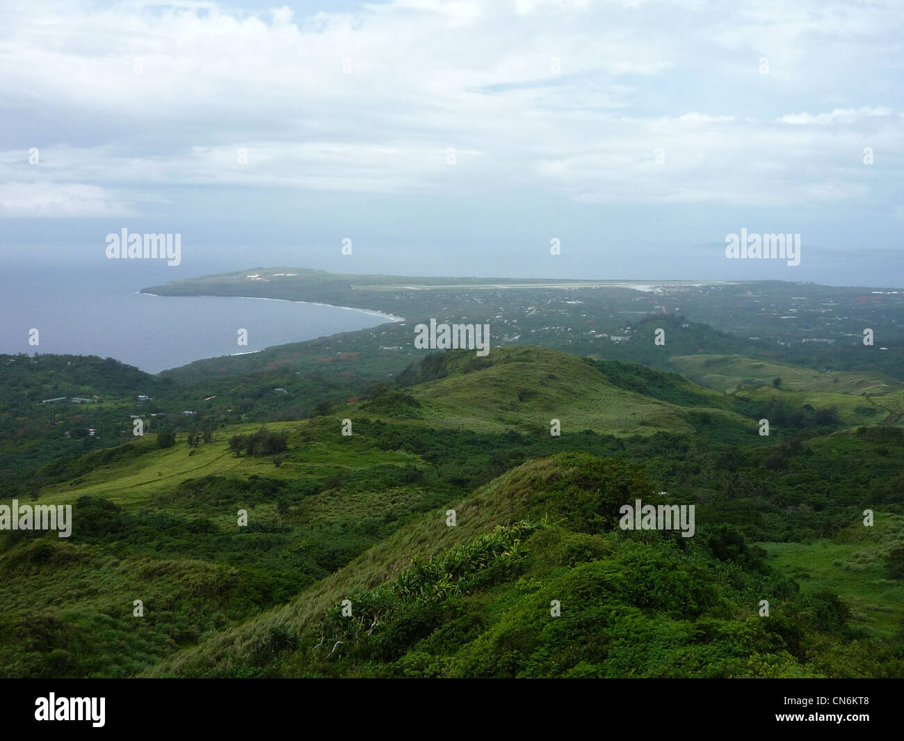 Saipan International Airport from the top of Mt Tapochau. Stock Photo