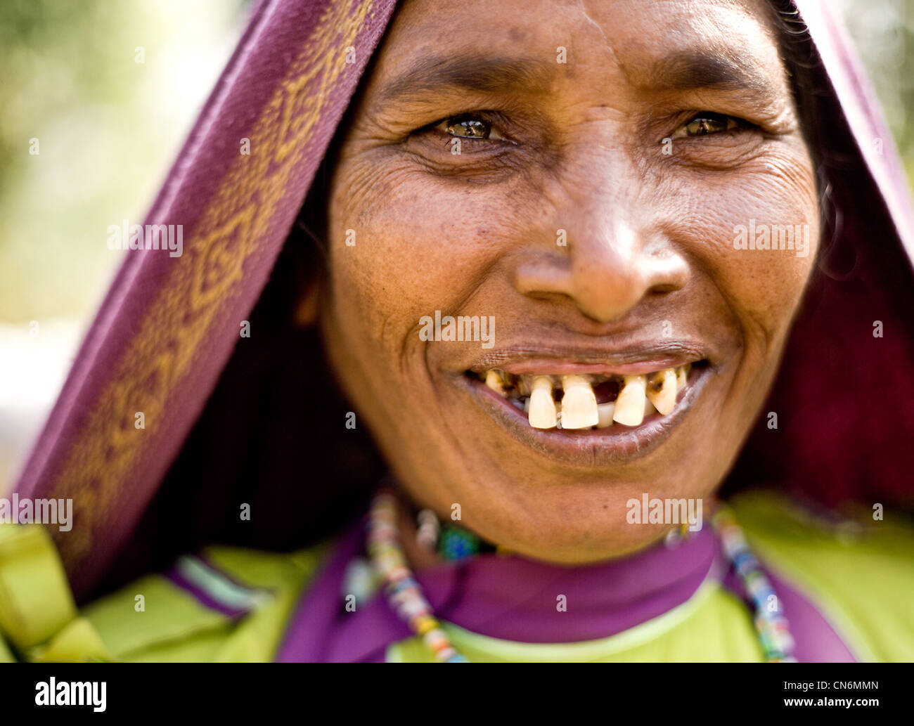 Portrait of Garasia tribal woman  near Mt Abu Rajasthan Stock Photo