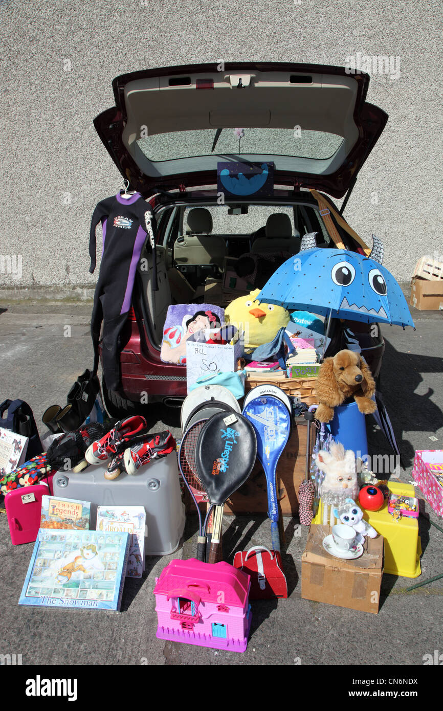Toys on sale, Merchants Yard Car Boot Sale, Dublin, Ireland Stock Photo