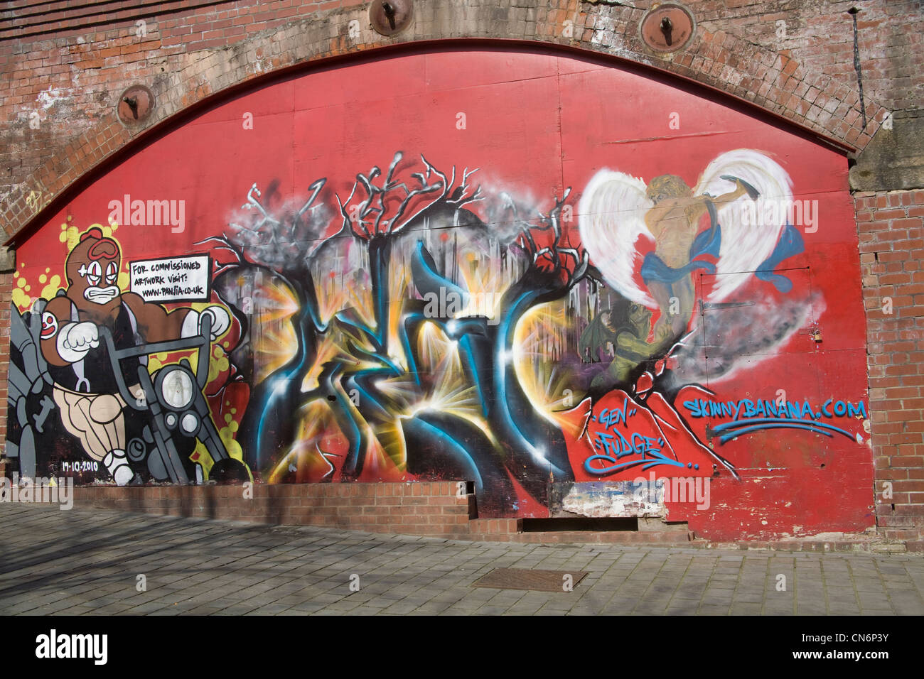 Leeds West Yorkshire England graffiti like painting to advertise