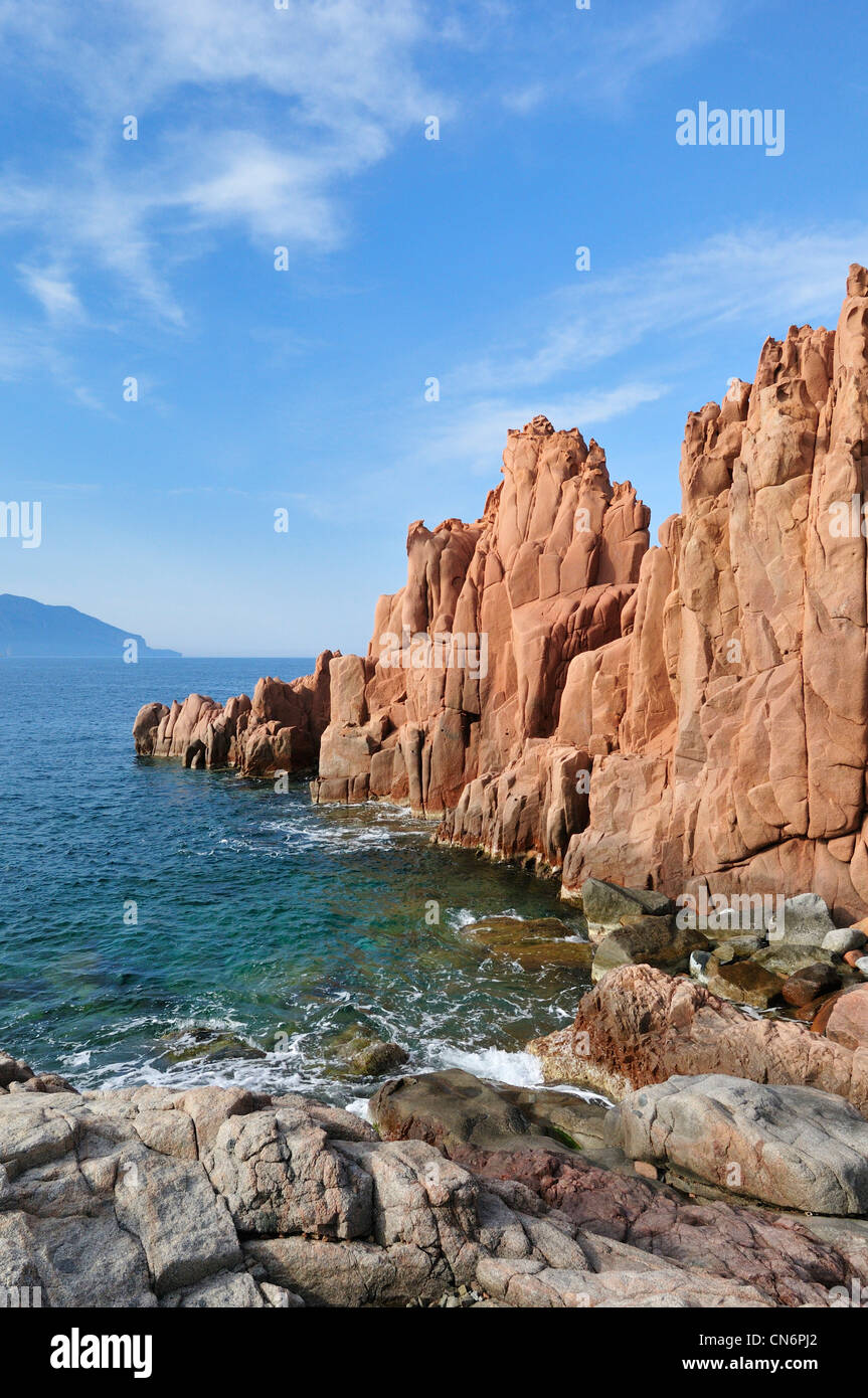 Sardinia. Italy. Rocce Rosse, characteristic red rocks of Arbatax. Stock Photo