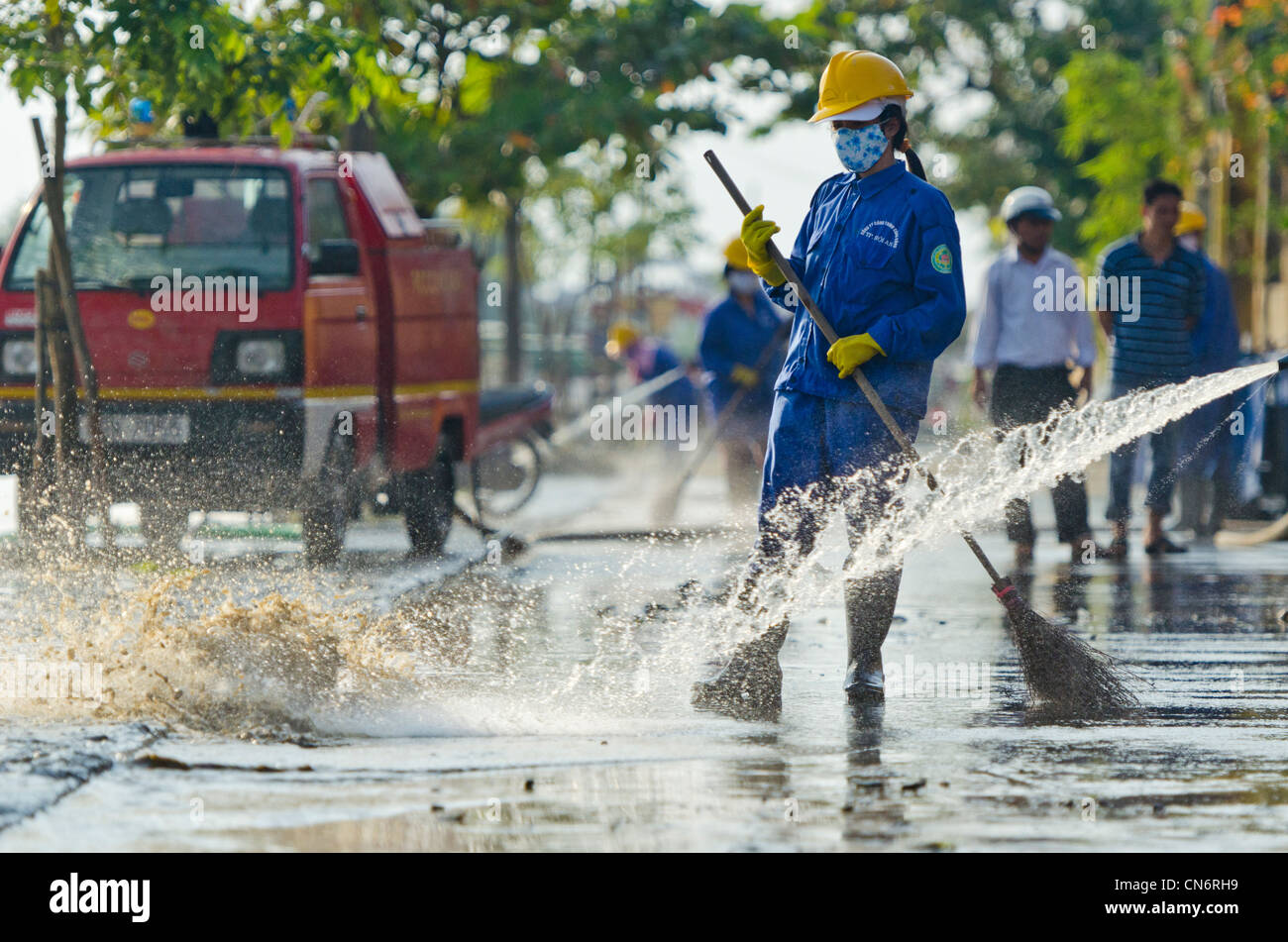 Cleanup With Brooms and Clean Water after Flooding in Hoi An, Vietnam Stock Photo Alamy