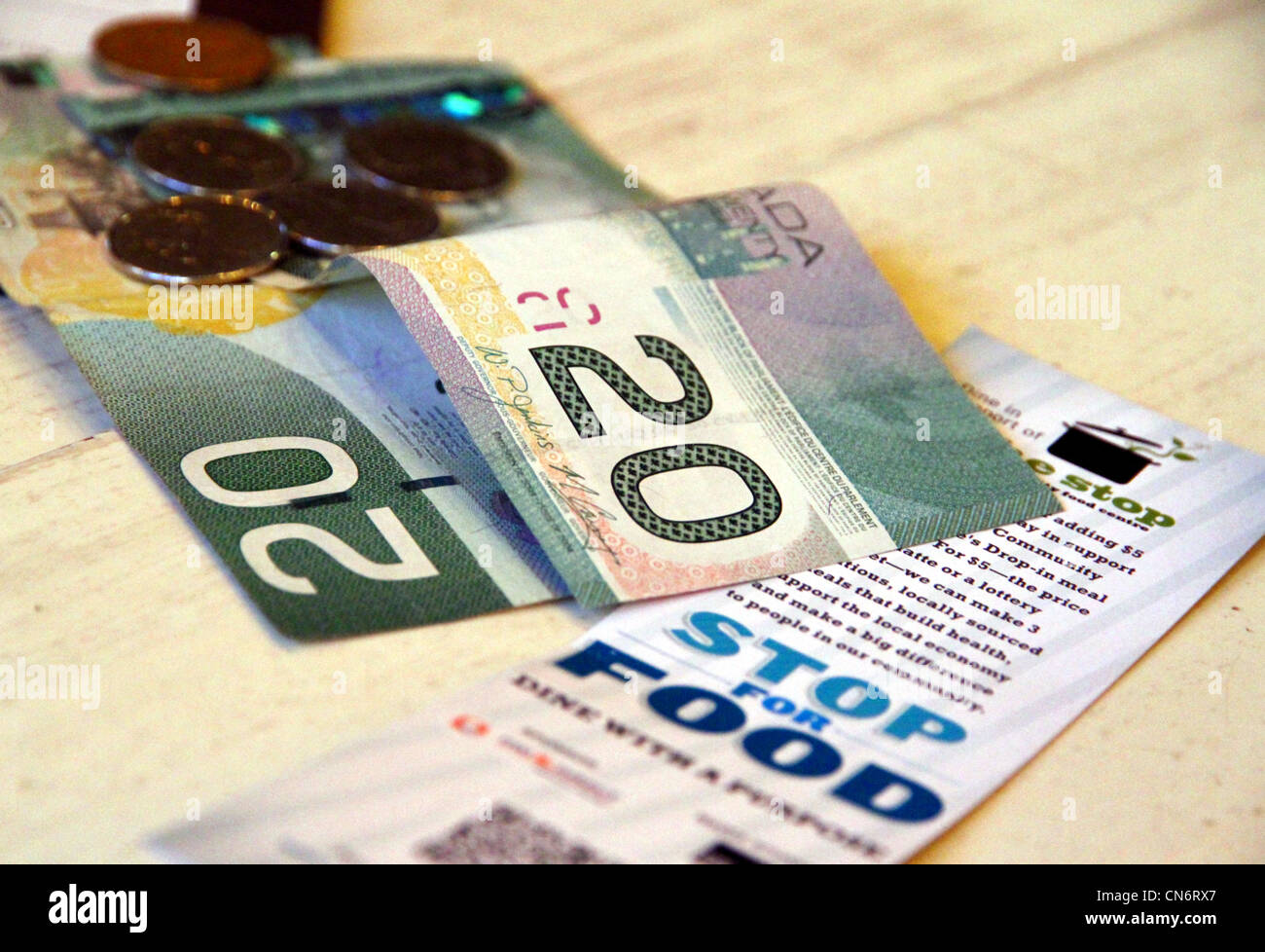 Canadian Money and Donation Brochure Stock Photo