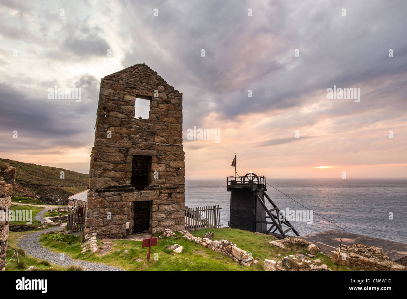 Pump engine house Levant tin mine in Cornwall Stock Photo