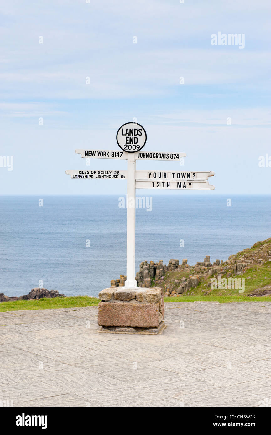 Lands End Signpost Stock Photo