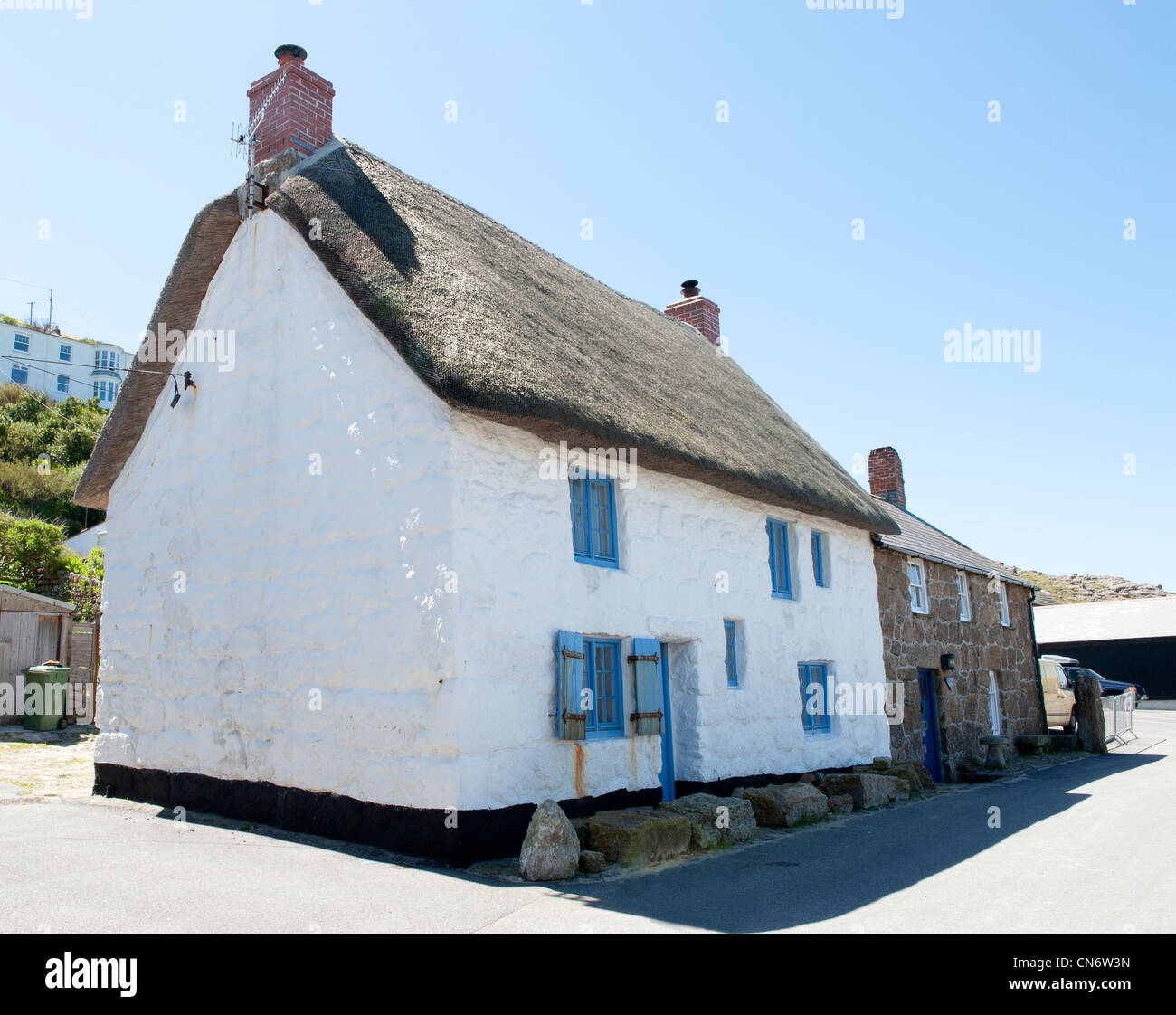 Thatched cottage in Sennen Cove Stock Photo