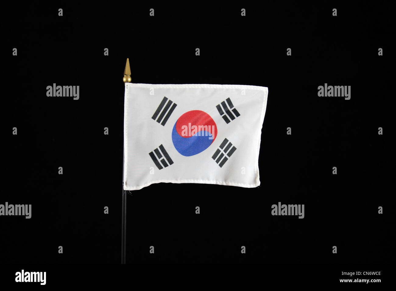 The national flag of South Korea on a black background. Stock Photo