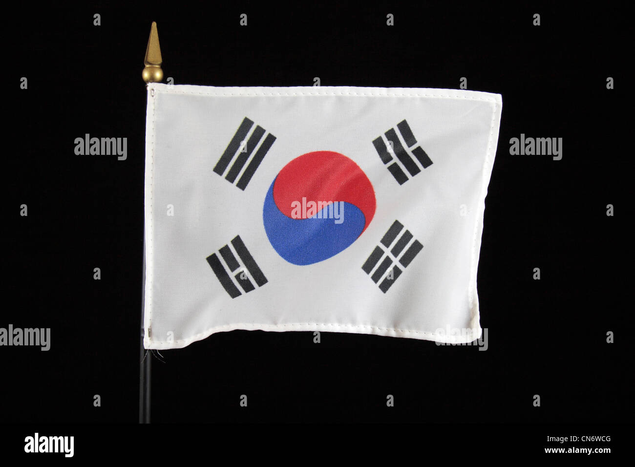 The national flag of South Korea on a black background. Stock Photo