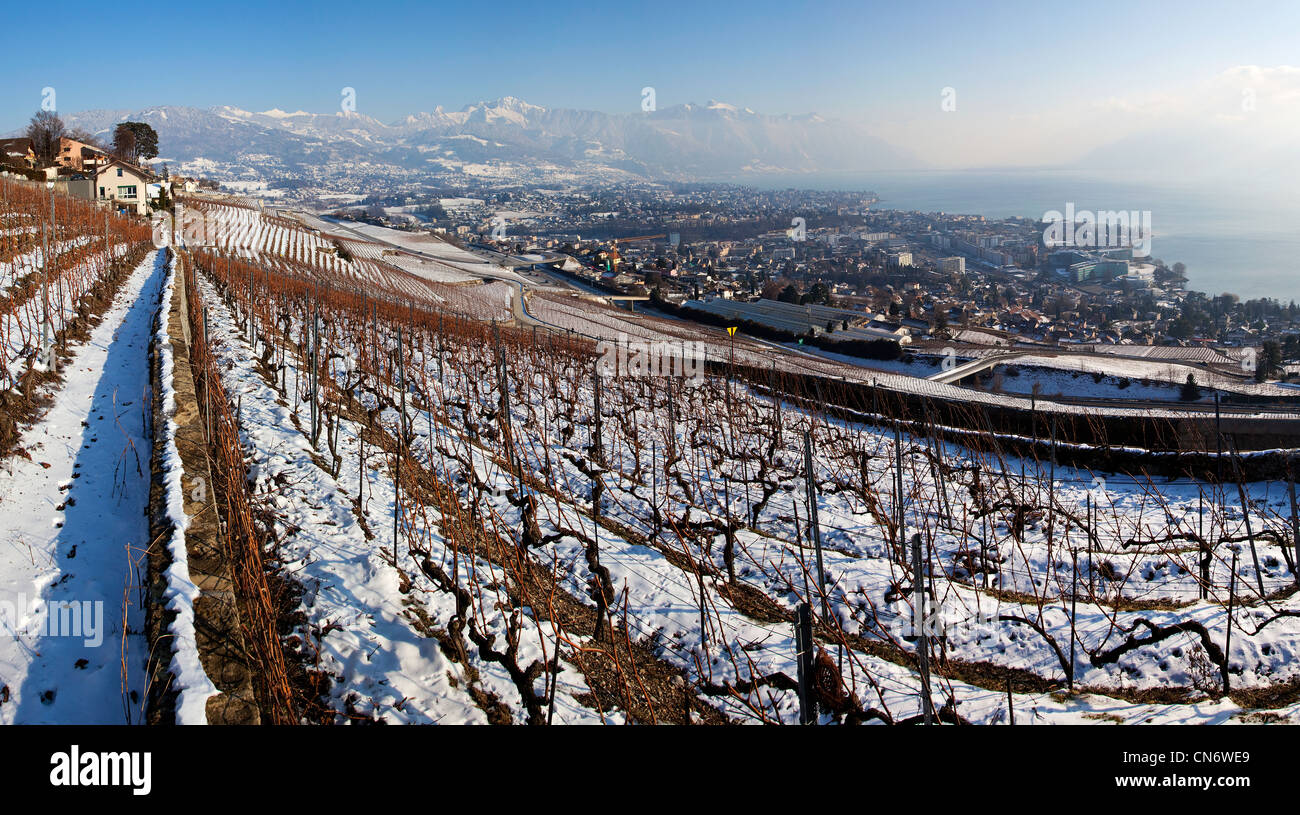 Vevey in Winter, Switzerland Stock Photo