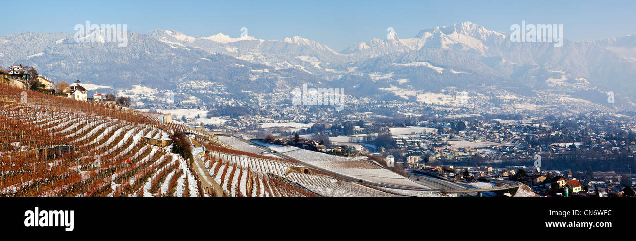 Above Vevey in Winter, Switzerland Stock Photo