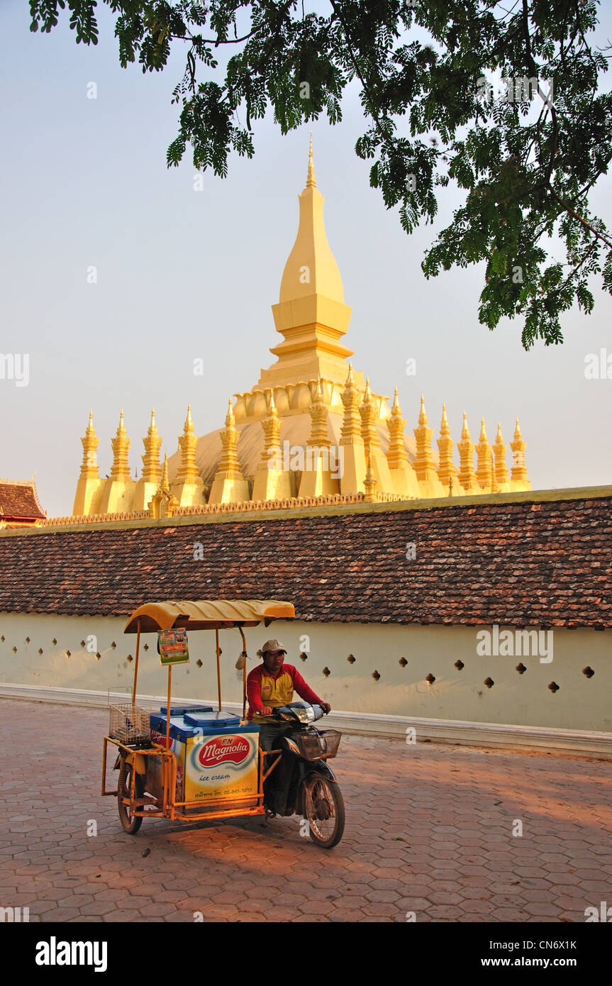 Gold-covered Buddhist stupa of Pha That Luang, Ban Nongbone, Vientiane, Vientiane Prefecture, Laos Stock Photo