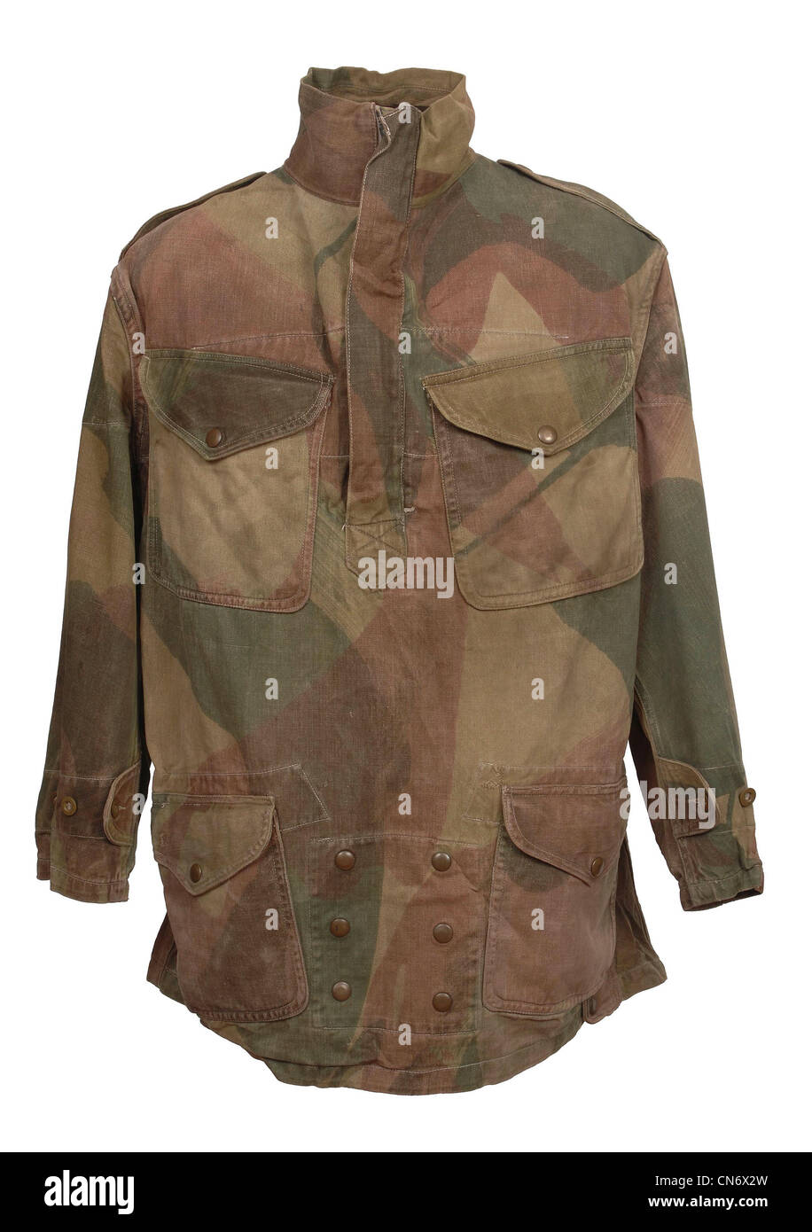 Camouflage clothing as used by military forces. WW11 British paratrooper Denison smock Stock Photo