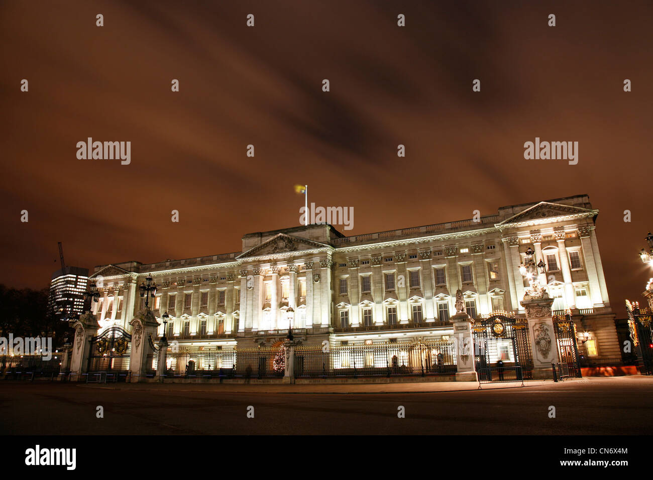 Buckingham Palace has served as the official London residence of British monarch since 1837. [Editorial use only] Stock Photo