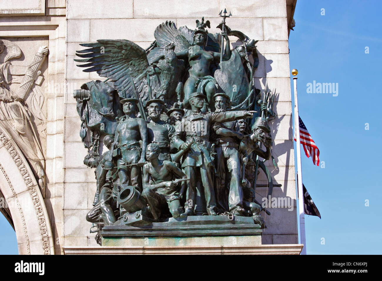 Civil War sculpture on the memorial arch in Grand Army Plaza Brooklyn