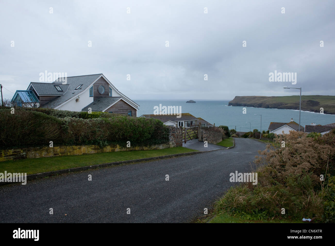 Second Homes in Polzeath Cornwall used by holiday makers in the tourist season. Stock Photo