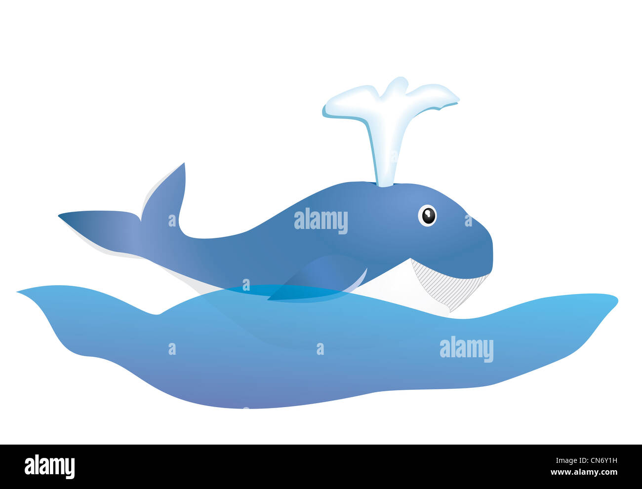 smiling blue whale kid on ocean wave illustration Stock Photo - Alamy