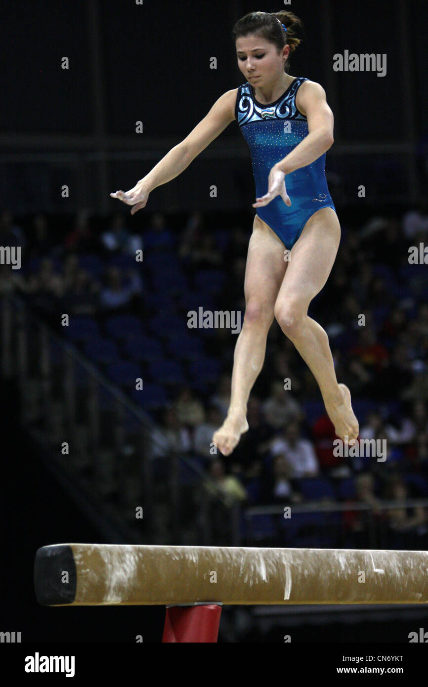 Luiza galiulina of uzbekistan at the womens gymnastics hires stock
