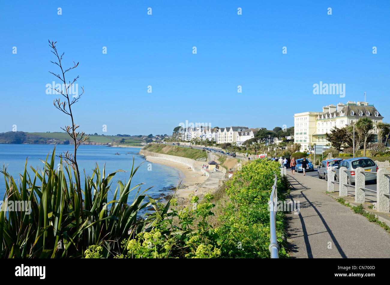 Castle beach on Cliff road in Falmouth, Cornwall, uk Stock Photo