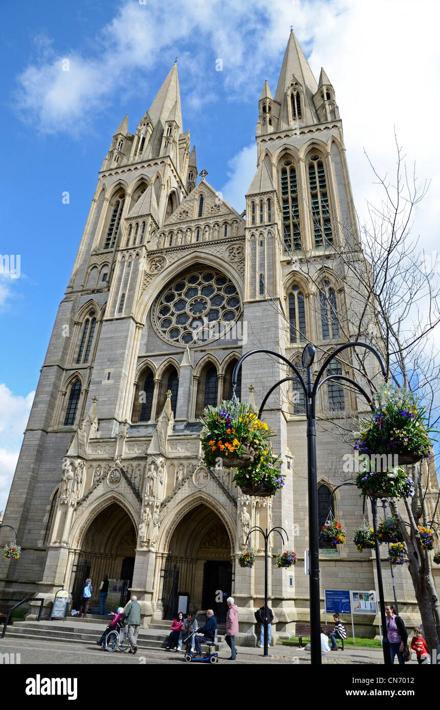 The front entrance at Truro cathedral Cornwall, UK Stock Photo