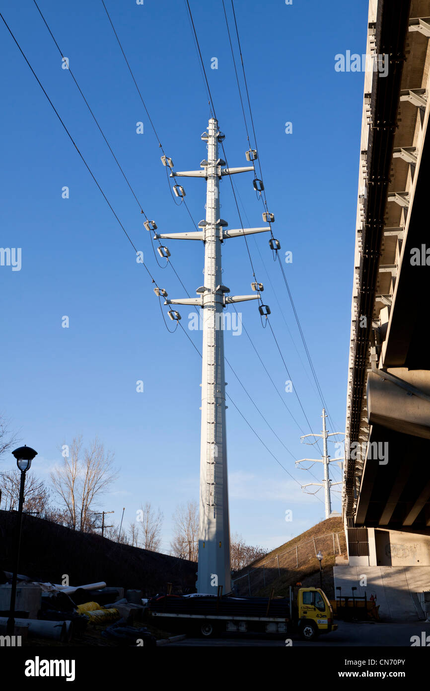 High voltage power lines Stock Photo Alamy