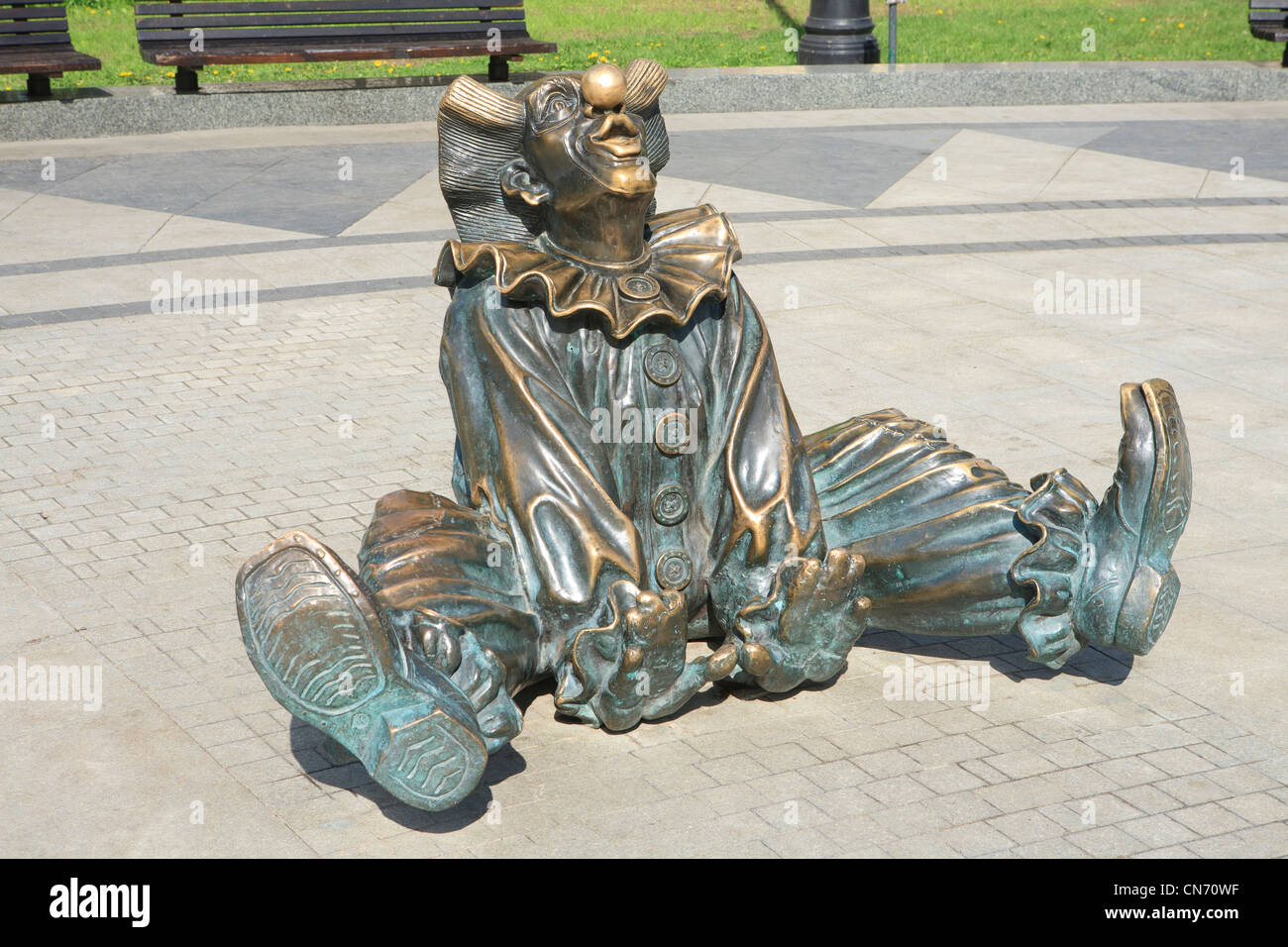 Statue of a clown outside Moscow Circus in Moscow, Russia Stock Photo