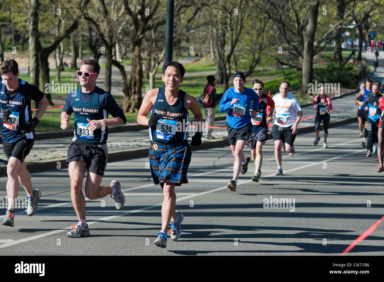 Over 10,000 runners race around Central Park in New York for the 10K