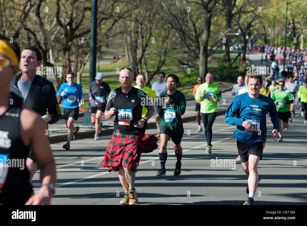 Over 10,000 runners race around Central Park in New York for the 10K