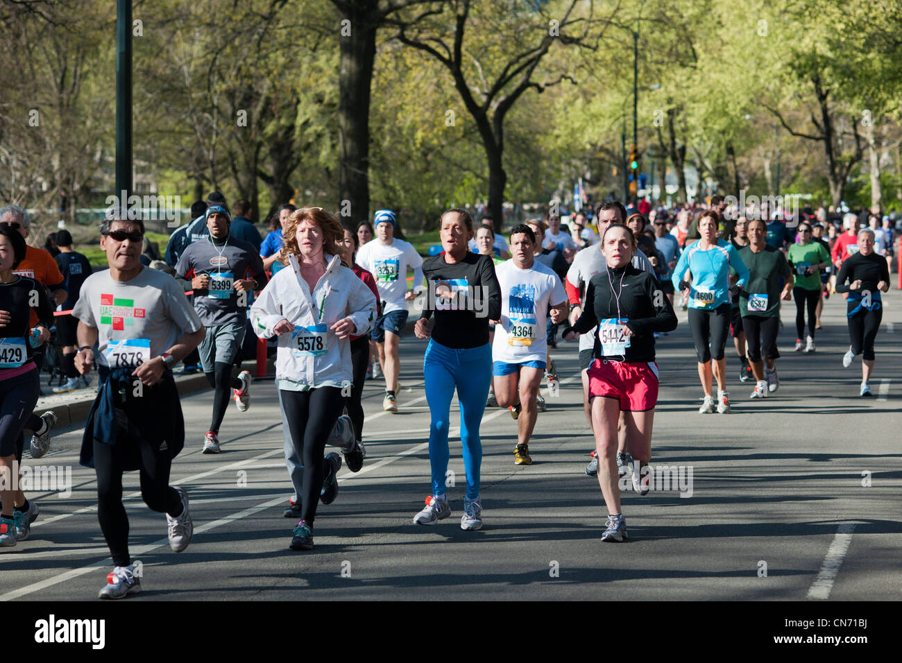 Over 10,000 runners race around Central Park in New York for the 10K