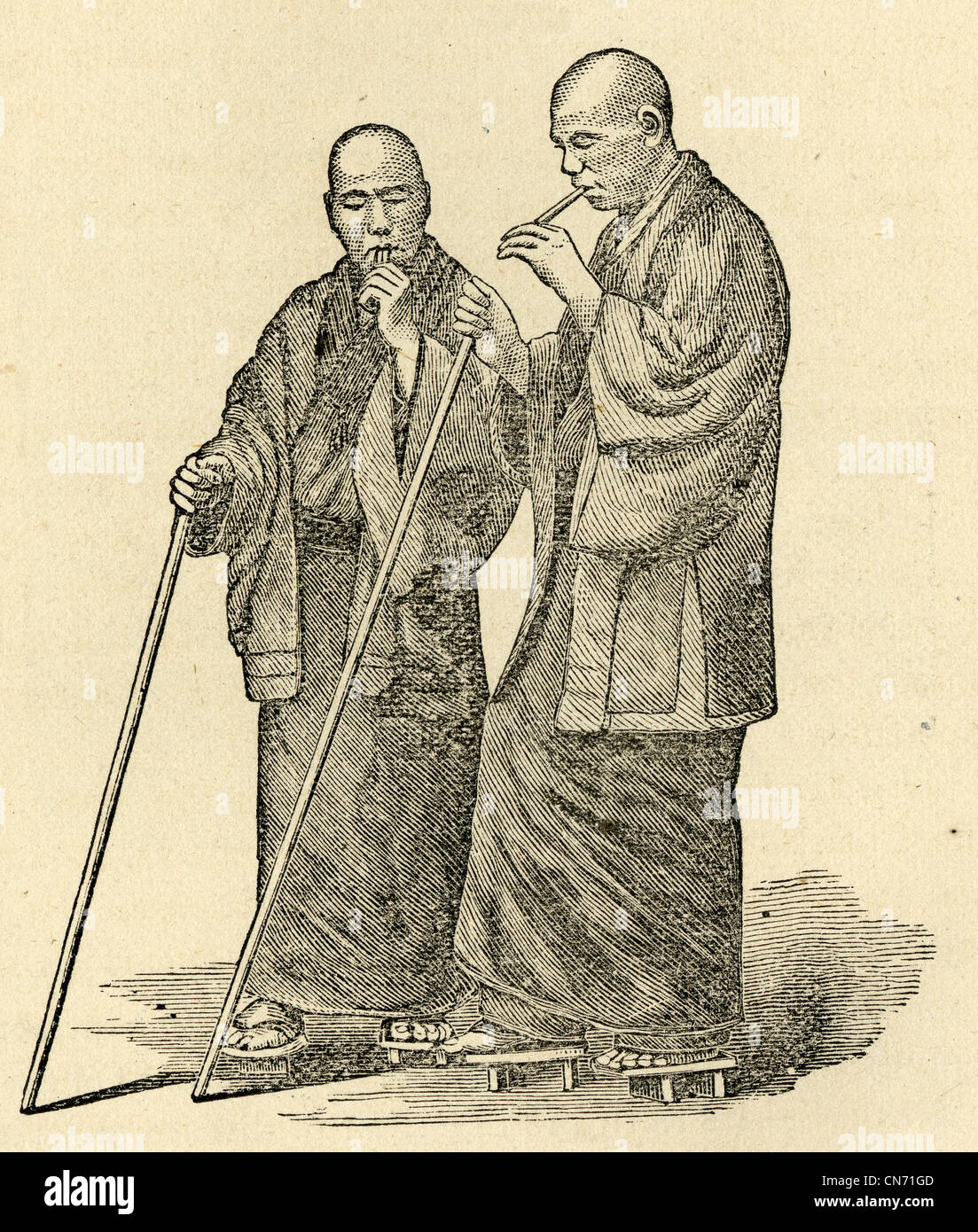 1871 engraving, Japanese Manipulators. Stock Photo