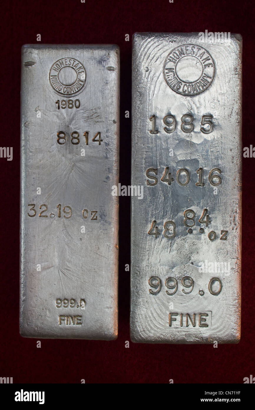 Homestake Mining Company Silver Bullion Bars Stock Photo