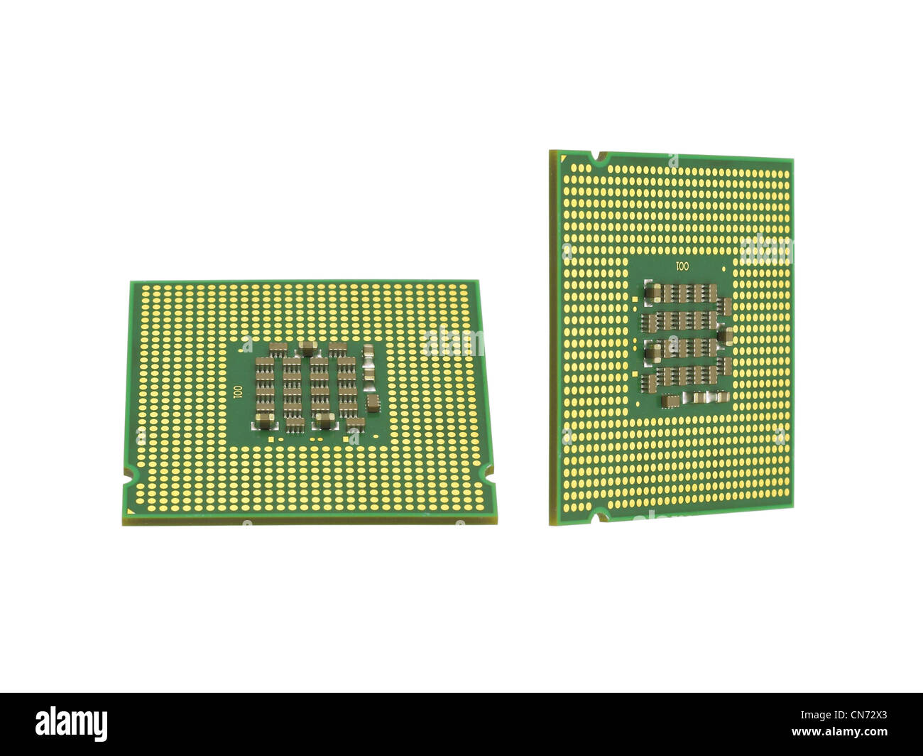 The computer the processor on a white background is isolated gold color ...