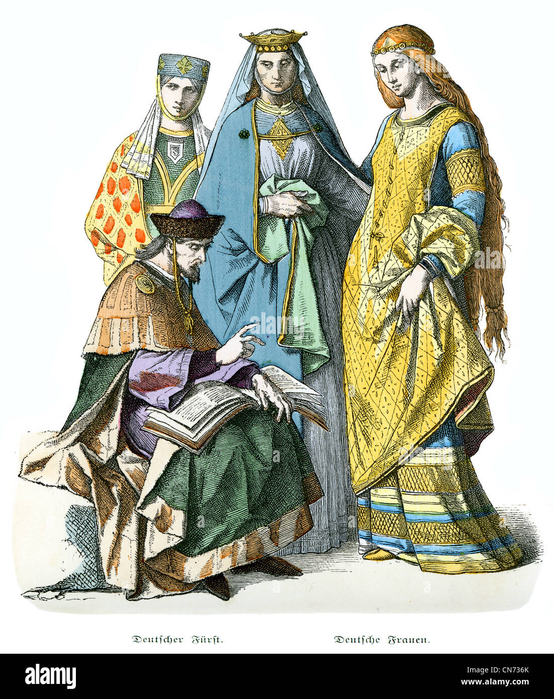 13th Century German prince and women Stock Photo