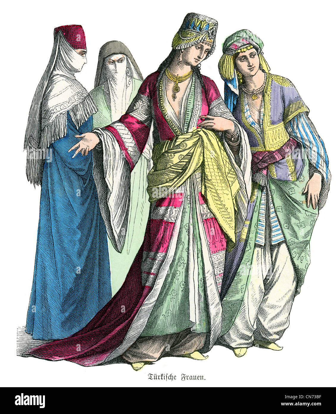 Women in the fashion of Ottoman Turkey Stock Photo