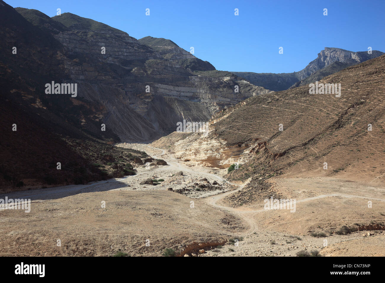 Landschaft des südlichen Dhofar, Jabal al-Qamar, Oman Stock Photo